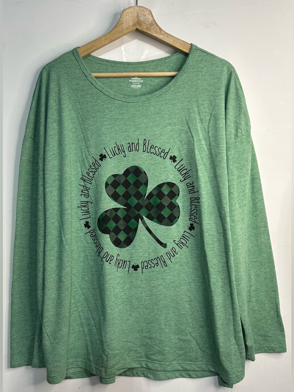 5 for $25🔥Celebrate St. Patrick's Day Green Clover Long Sleeve Shirt XL (16-18)
